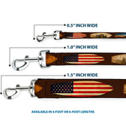 Dog Leash - Surfboard Cali Scenes/US Flag Brown