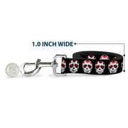 Dog Leash - Sugar Skulls Black/White/Red
