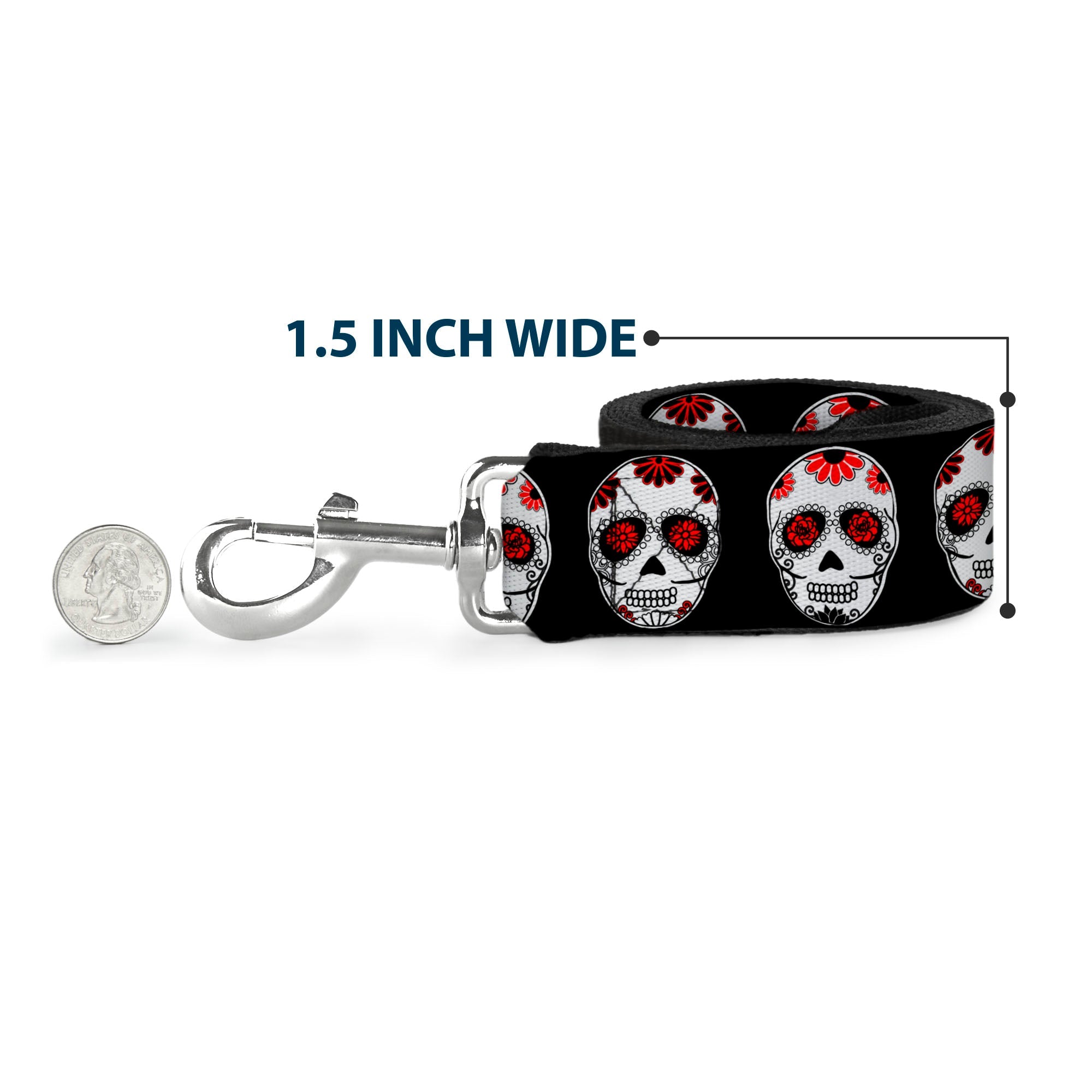 Dog Leash - Sugar Skulls Black/White/Red