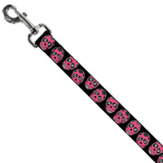 Dog Leash - Sugar Skulls Black/White/Fuchsia