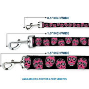 Dog Leash - Sugar Skulls Black/White/Fuchsia