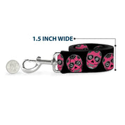 Dog Leash - Sugar Skulls Black/White/Fuchsia