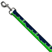 Dog Leash - Seattle Skyline Navy/Lime Green