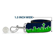 Dog Leash - Seattle Skyline Navy/Lime Green