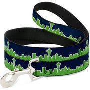 Dog Leash - Seattle Skyline Navy/Lime Green