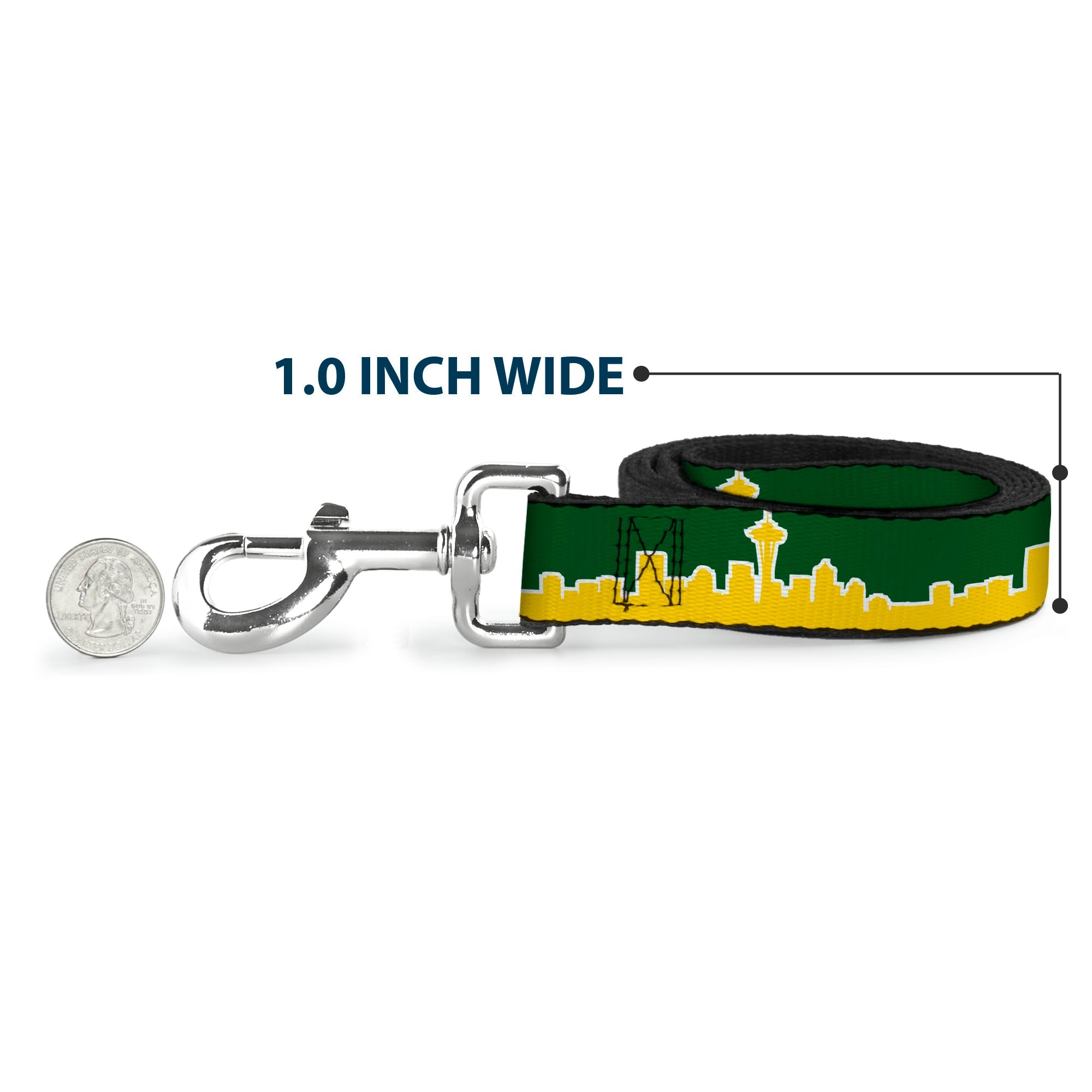 Dog Leash - Seattle Skyline Green/Yellow