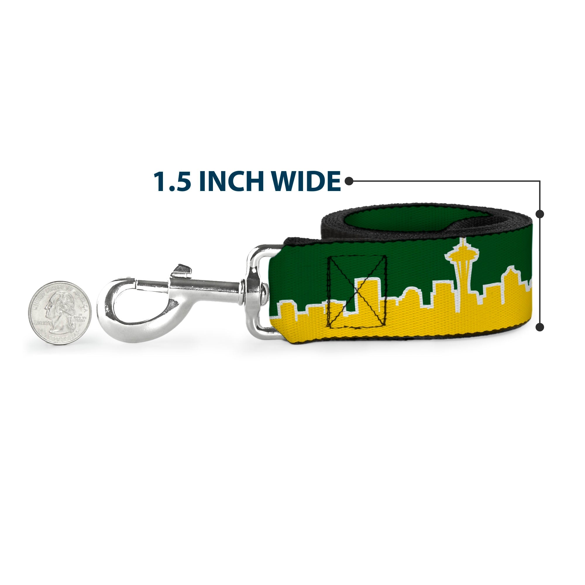 Dog Leash - Seattle Skyline Green/Yellow