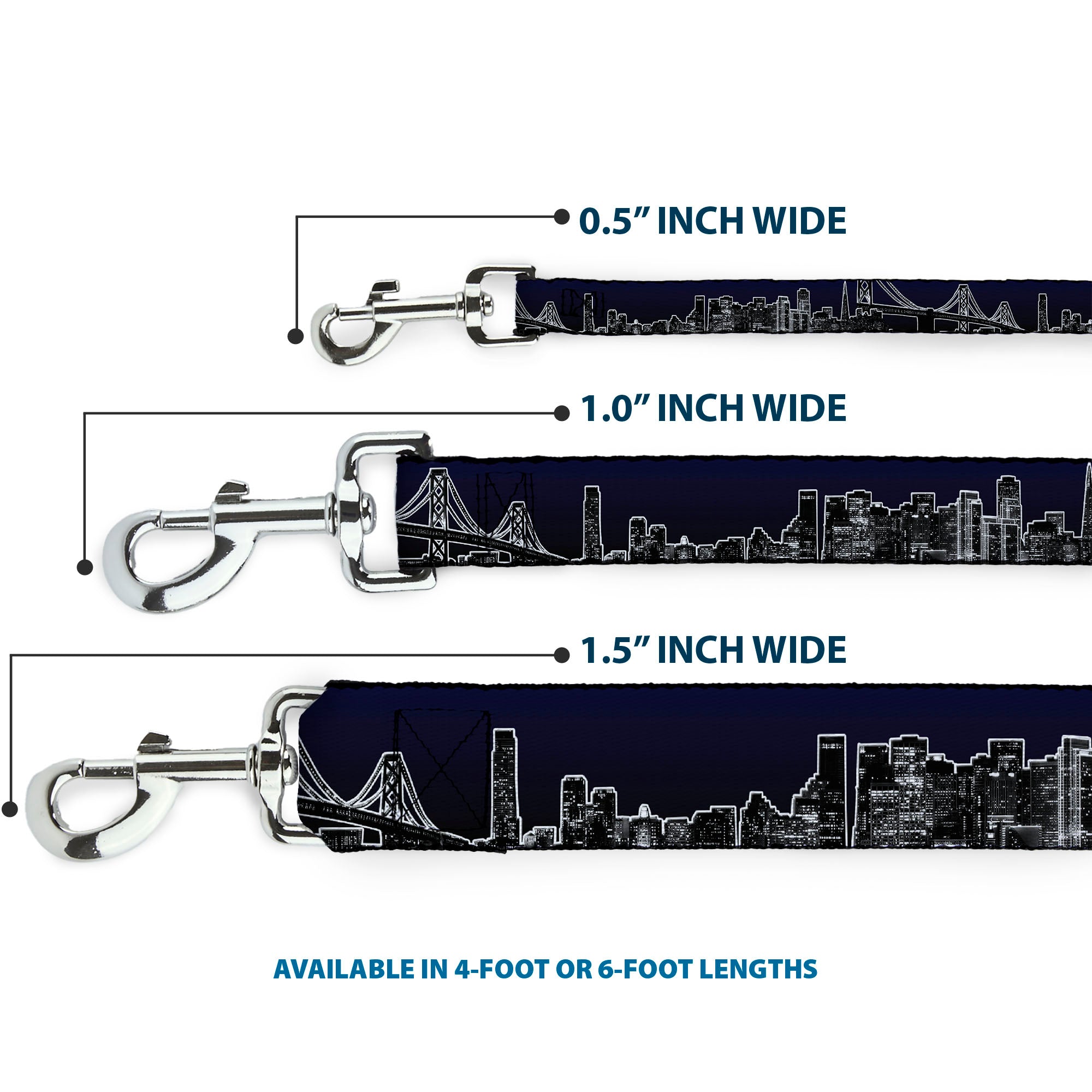 Dog Leash - San Francisco Vivid Skyline Midnight Blue