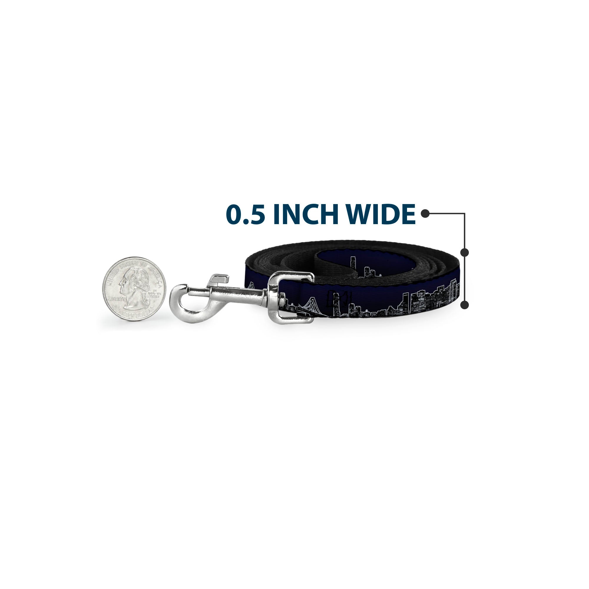 Dog Leash - San Francisco Vivid Skyline Midnight Blue