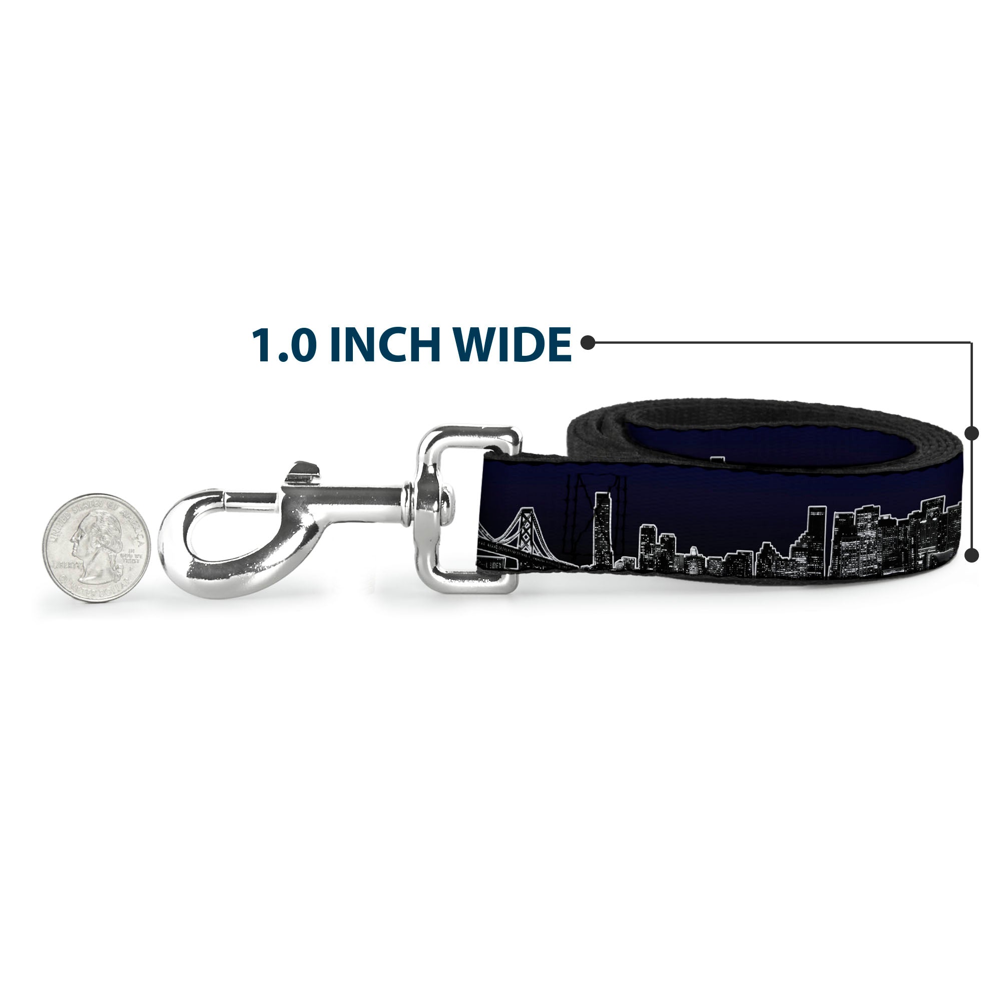 Dog Leash - San Francisco Vivid Skyline Midnight Blue