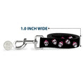 Load image into Gallery viewer, Dog Leash - Staggered Sugar Skulls Black/Pink/White

