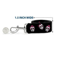 Load image into Gallery viewer, Dog Leash - Staggered Sugar Skulls Black/Pink/White
