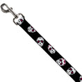 Load image into Gallery viewer, Dog Leash - Staggered Sugar Skulls Black/White/Pink
