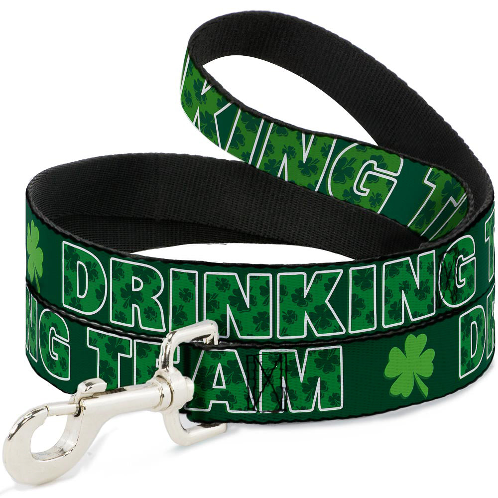 Buckle-Down Dog Leash - St. Pat's DRINKING TEAM/Shamrocks Black/Green/White