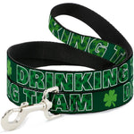 Buckle-Down Dog Leash - St. Pat's DRINKING TEAM/Shamrocks Black/Green/White