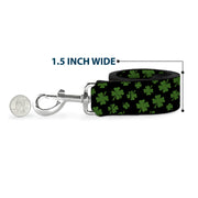 Dog Leash - St. Pat's Clovers Scattered Black/Green