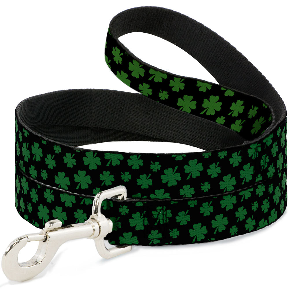 Dog Leash - St. Pat's Clovers Scattered Black/Green
