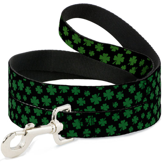 Dog Leash - St. Pat's Clovers Scattered Black/Green