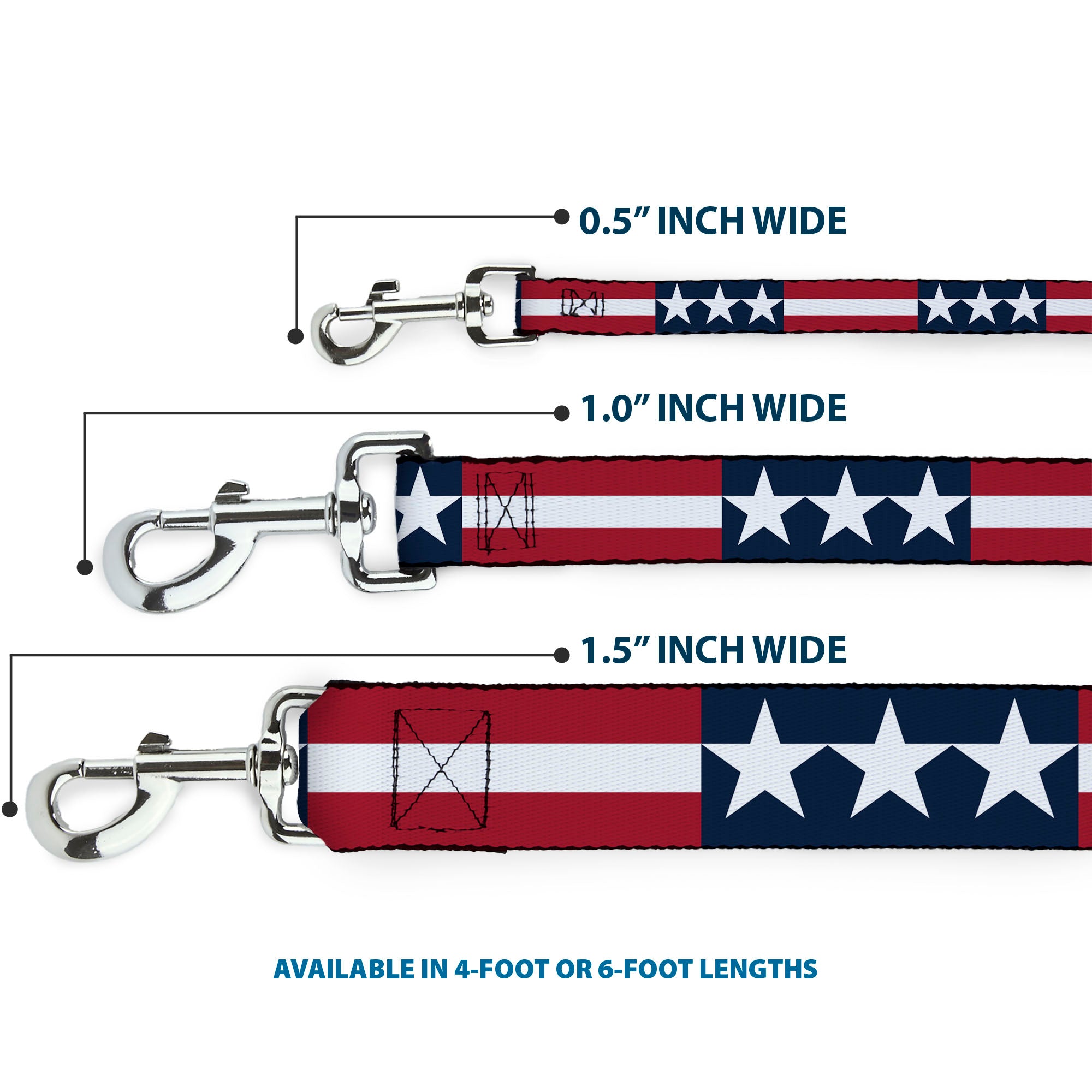 Dog Leash - Stars & Stripes Blue/White/Red/White