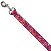 Dog Leash - Skewed Squares Stacked Purple/Orange/Pinks