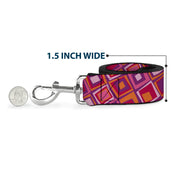 Dog Leash - Skewed Squares Stacked Purple/Orange/Pinks