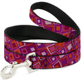 Load image into Gallery viewer, Dog Leash - Skewed Squares Stacked Purple/Orange/Pinks
