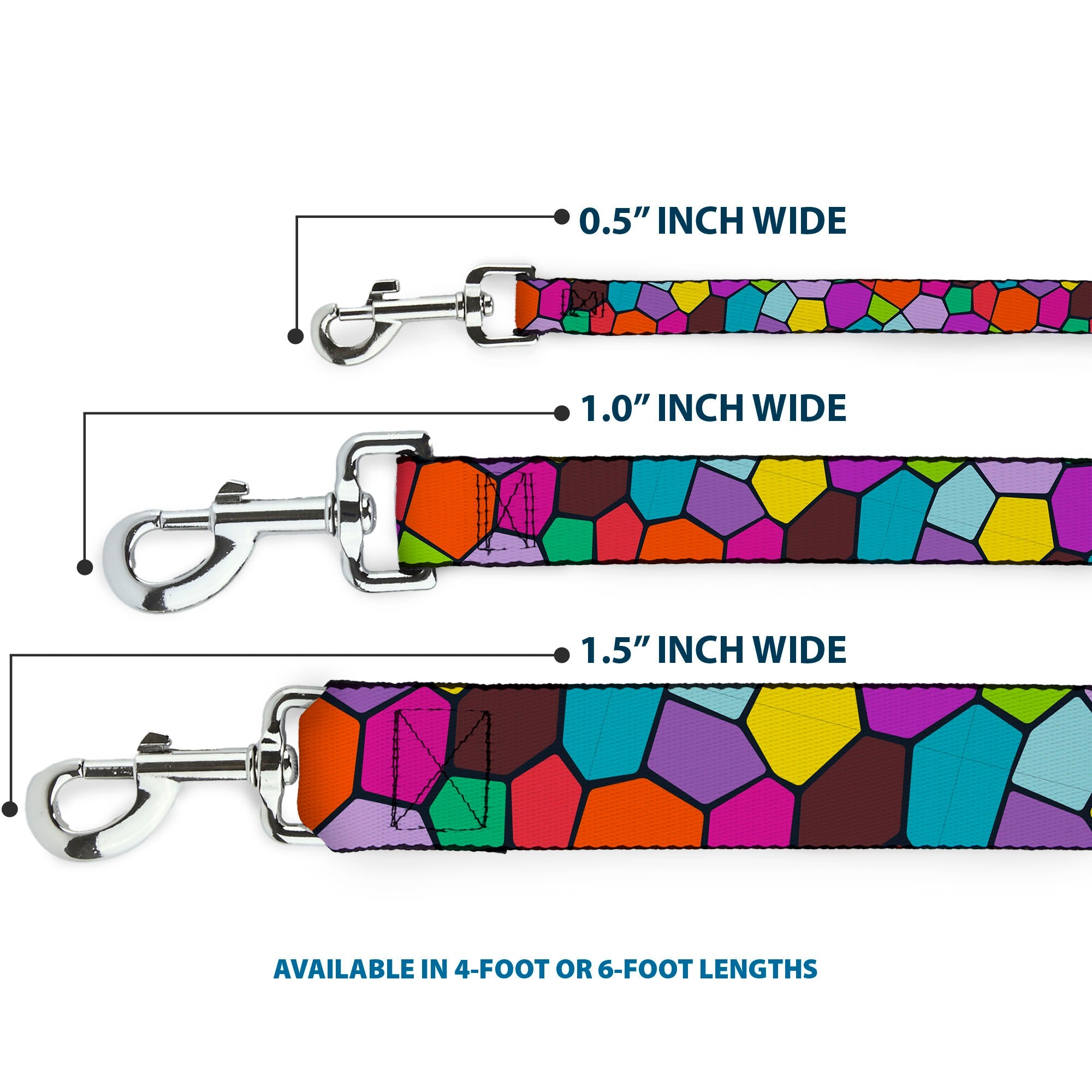 Dog Leash - Stained Glass Mosaic2 Multi Color/Navy