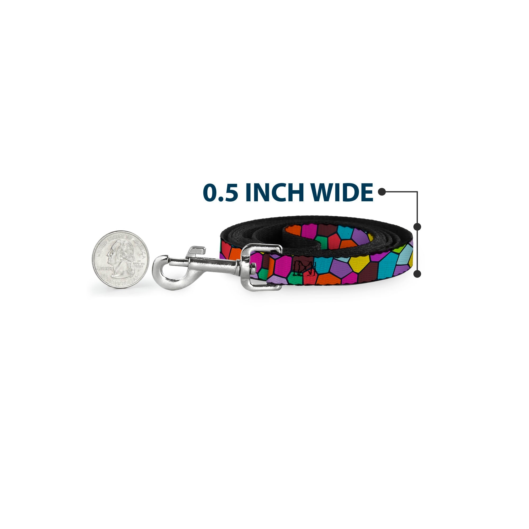 Dog Leash - Stained Glass Mosaic2 Multi Color/Navy