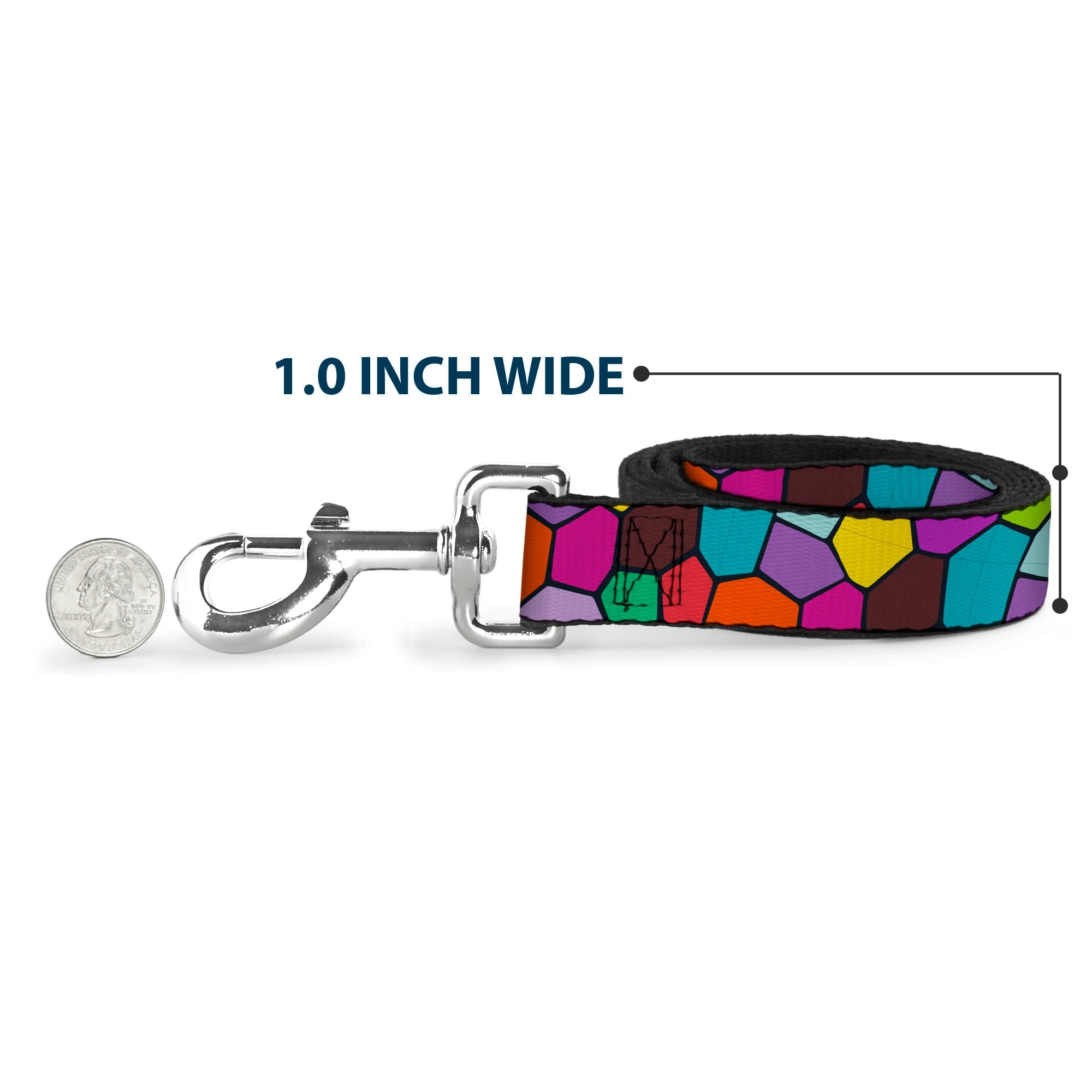 Dog Leash - Stained Glass Mosaic2 Multi Color/Navy