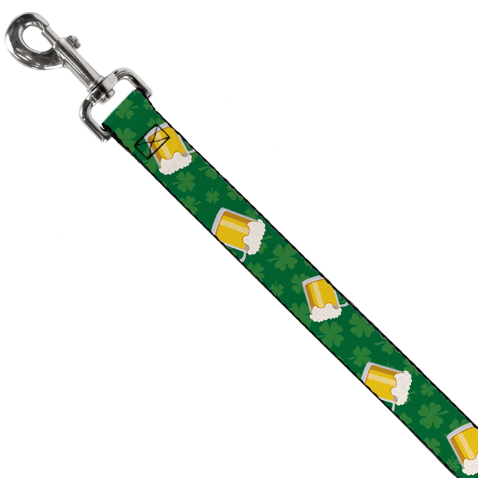 Dog Leash - St. Pat's Clovers/Beer Mugs Greens