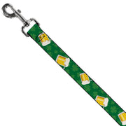 Dog Leash - St. Pat's Clovers/Beer Mugs Greens