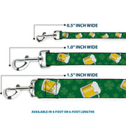 Dog Leash - St. Pat's Clovers/Beer Mugs Greens