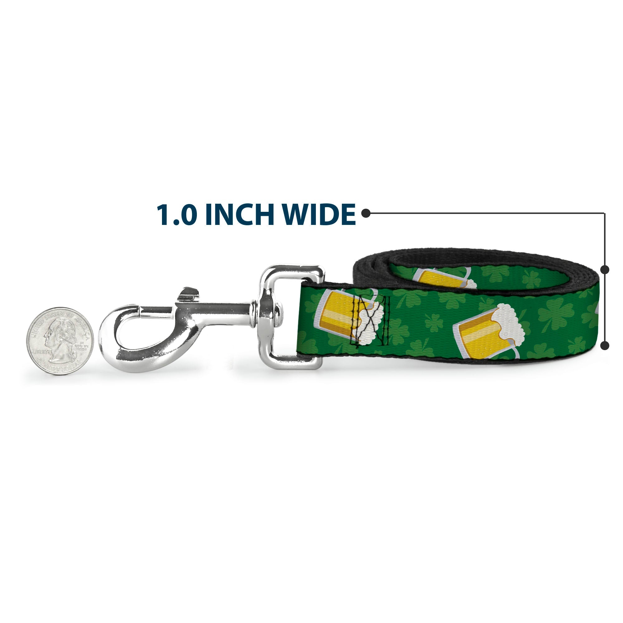 Dog Leash - St. Pat's Clovers/Beer Mugs Greens