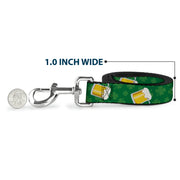 Dog Leash - St. Pat's Clovers/Beer Mugs Greens