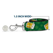 Dog Leash - St. Pat's Clovers/Beer Mugs Greens