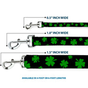 Dog Leash - St. Pat's Clovers Scattered2 Black/Green