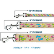 Dog Leash - Tropical Flip Flops Tan/Multi Color