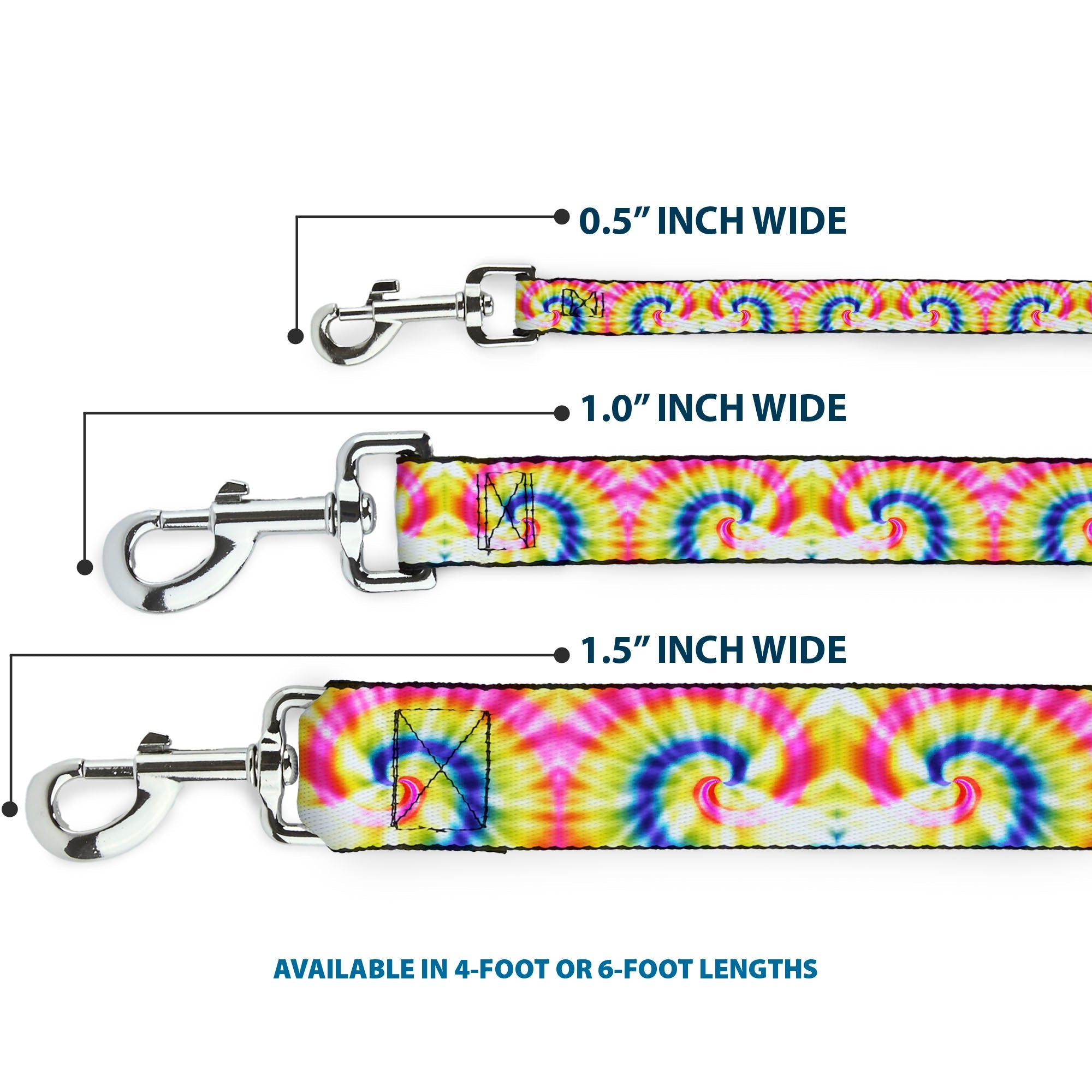 Dog Leash - Tie Dye Swirl Multi Color/White