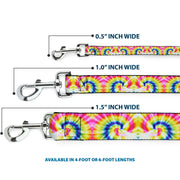 Dog Leash - Tie Dye Swirl Multi Color/White