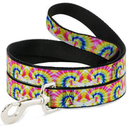 Dog Leash - Tie Dye Swirl Multi Color/White