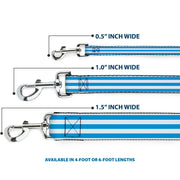 Dog Leash - Triple Stripe White/Blue