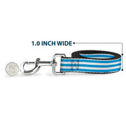 Dog Leash - Triple Stripe White/Blue