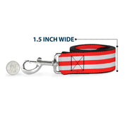 Dog Leash - Triple Stripe White/Red