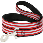 Dog Leash - Triple Stripe White/Red