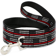 Dog Leash - Thin Red Line Flag Weathered Black/Gray/Red