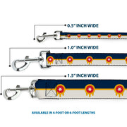 Dog Leash - Tulsa Oklahoma City Flag Navy Blue/Gold/Red/Beige