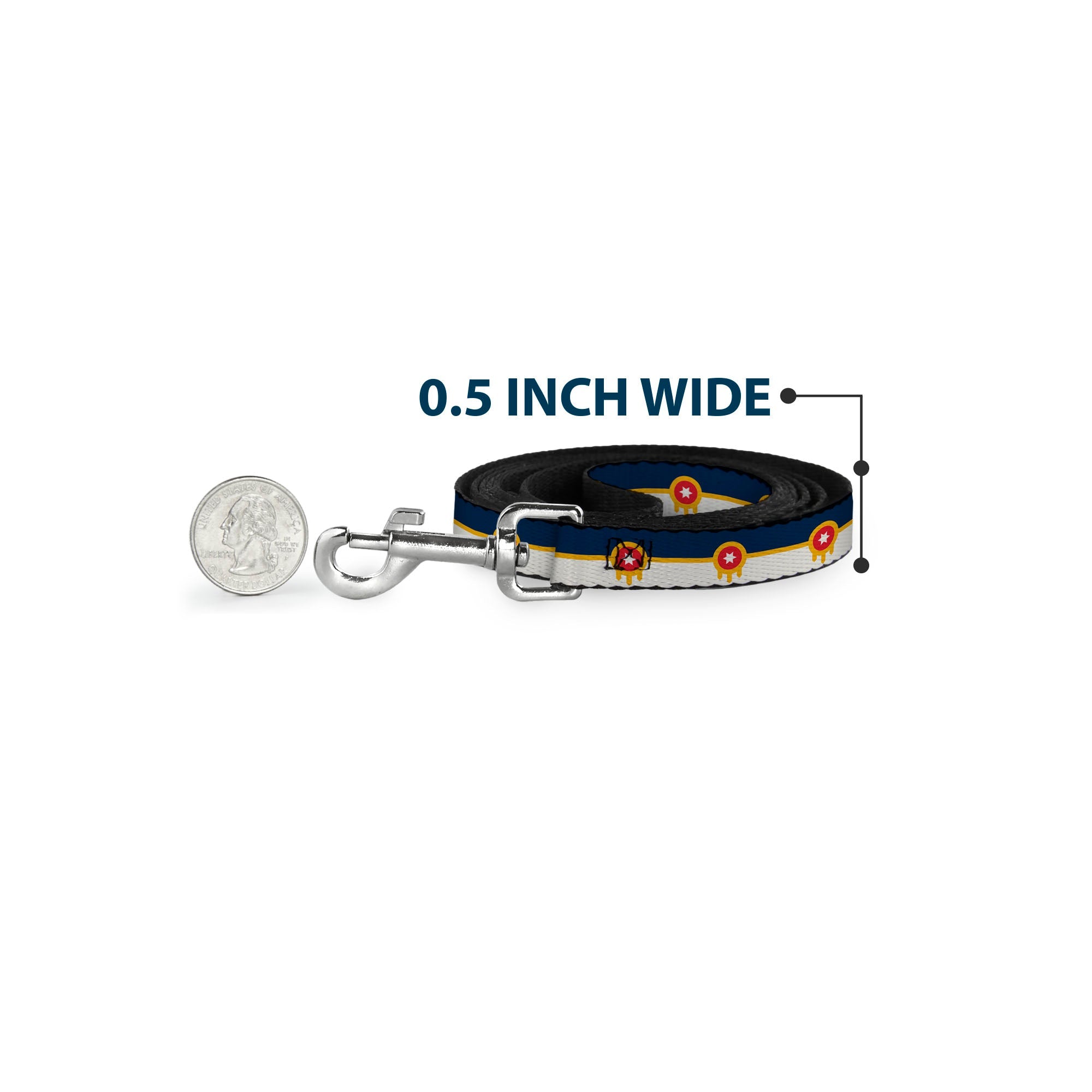 Dog Leash - Tulsa Oklahoma City Flag Navy Blue/Gold/Red/Beige