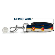 Dog Leash - Tulsa Oklahoma City Flag Navy Blue/Gold/Red/Beige
