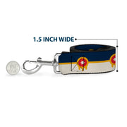 Dog Leash - Tulsa Oklahoma City Flag Navy Blue/Gold/Red/Beige
