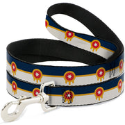 Dog Leash - Tulsa Oklahoma City Flag Navy Blue/Gold/Red/Beige